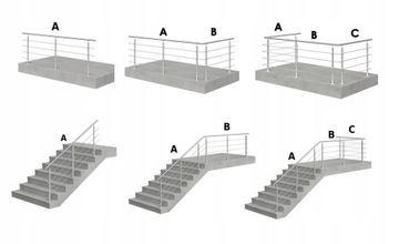 Перила балконной лестницы из нержавеющей стали 4 x Ø12 мм, длина: 2,5 м.
