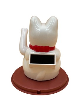 SOLARNY Japoński Kot Maneki-Neko Chiński Szczęścia 10cm Biały