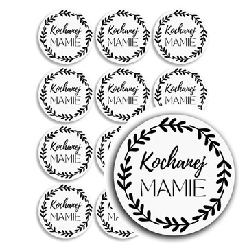 Naklejki z papieru na Dzień Mamy, papierowe białe naklejki 35mm, 24 sztuki