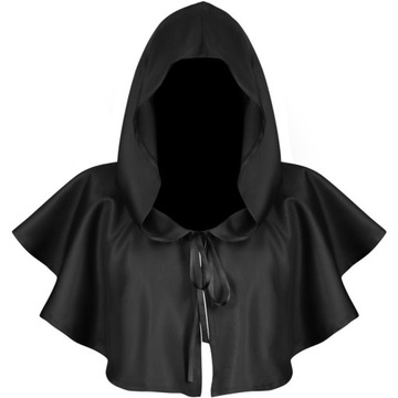 PELERYNA GOTYCKA CZARNA Z KAPTUREM HALLOWEEN