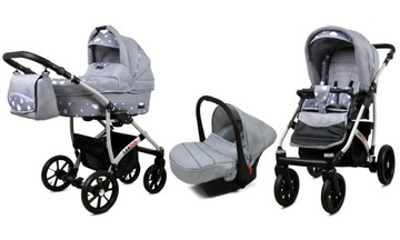 BabyLux Wózek 3w1 dziecięcy spacerówka Largo ALU