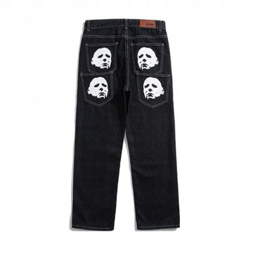 Y2K Jeans męskie główna ulica spodnie szerokie,L