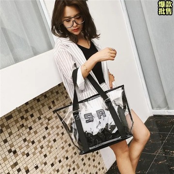 БОЛЬШАЯ СУМКА-ШОППЕР ПРОЗРАЧНАЯ СУМКА НА ПЛЕЧЕ СУМКА + КОСМЕТИЧЕСКАЯ СУМКА