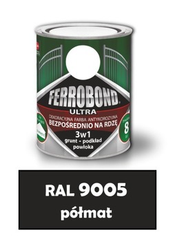 FERROBOND (PÓŁMAT, CZARNY, RAL 9005) 0,7 L DO METALU NA RDZĘ
