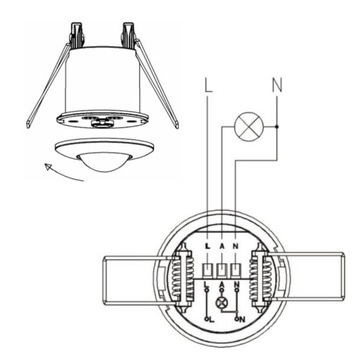 ДАТЧИК ДВИЖЕНИЯ ПОТОЛОЧНЫЙ PIR-ДАТЧИК СКРЫТОГО МОНТАЖА СВЕТОДИОДНЫЙ МИНИ-ПОТОЛОЧНЫЙ ДАТЧИК Ø6M 360°