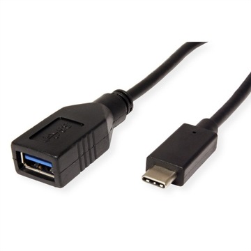 Kabel przewód USB 3.2 C-A M/F OTG czarny 0,15m