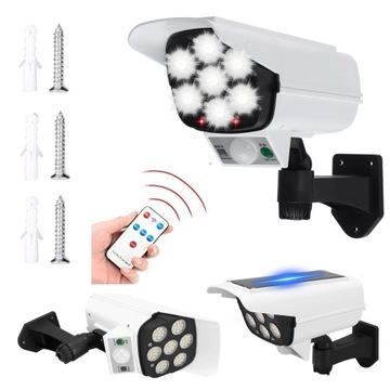 ATRAPA KAMERY SOLARNA CZUJNIK LED OGRODOWA + PILOT