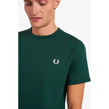 FRED PERRY CIEMNOZIELONY T-SHIRT HAFT (XS)