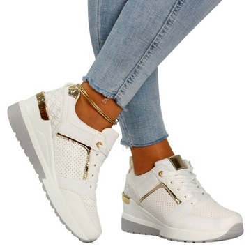 BUTY DAMSKIE SPORTOWE SNEAKERSY BIAŁE LEKKIE