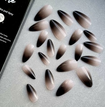 Искусственные ногти советы миндаль градиент черный обнаженный