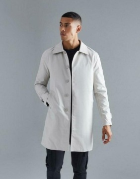 БЕЖЕВОЕ ГЛАДКОЕ ПЕРЕХОДНОЕ ПАЛЬТО НА КЛАССИЧЕСКИХ ПУГОВИЦАХ С ДЛИННЫМ РУКАВОМ BOOHOO XL