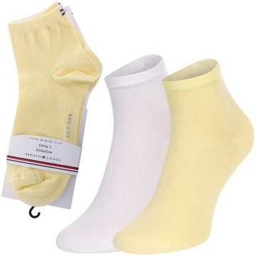 TOMMY HILFIGER SKARPETY SKARPETKI STOPKI 2 PARY BIAŁE/ŻÓŁTE r.35-38