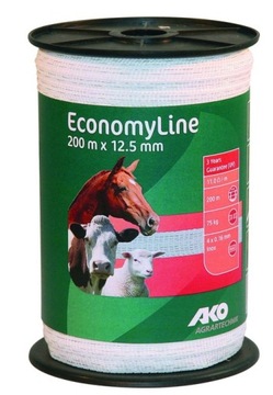 TAŚMA OGRODZENIOWA ECONOMY 200M 12.5MM BIAŁA