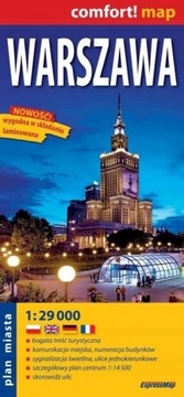 WARSZAWA PLAN MAPA LAMINOWANA 1:29 000 COMOFRT MAP
