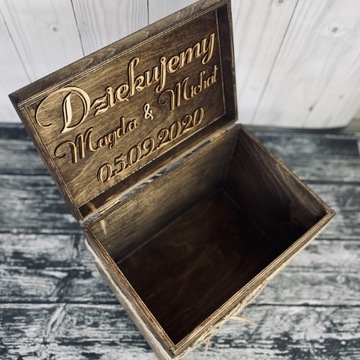 DREWNIANE PUDEŁKO NA KOPERTY RUSTYKALNE BRĄZOWE