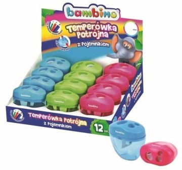 ТРОЙНАЯ ТОЧИЛКА С КОНТЕЙНЕРОМ ДЛЯ СМЕСИ BAMBINO