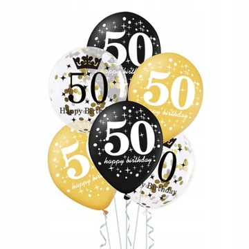 BALONY NA 50 lat URODZINY Konfetti pięćdziesiąt 6s