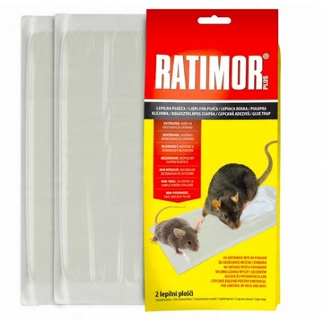 LEP NA MYSZY SZCZURY GRYZONIE RATIMOR PUŁAPKA LEPOWA SILNY KLEJ 2 SZTUKI