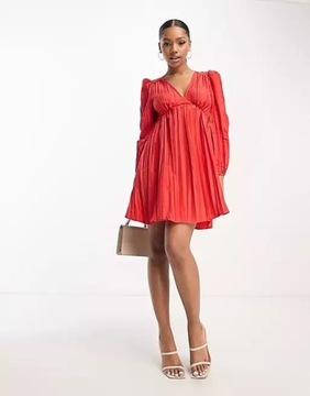 Urban Revivo NG3 wts rozkloszowana mini sukienka v-neck tekstura XS
