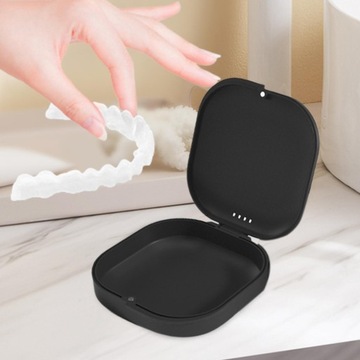 Etui na protezy do przechowywania aparatów ortodontycznych Wodoodporny, łatwy w czyszczeniu uchwyt, czarny