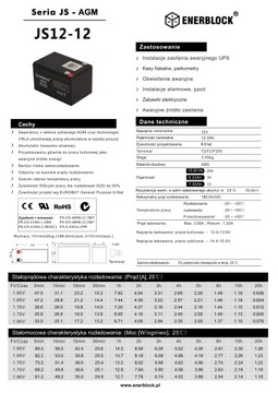 Akumulator AGM Enerblock JS 12-12 12Ah 12V