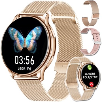 SMARTWATCH DAMSKI DLA KOBIETY ROZMOWY POWIADOMIENIA SPORT PULS MENU PL