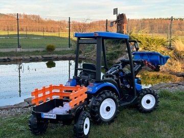 МЕГА Детский трактор аккумуляторный с прицепом D68 Синий 24В 2х200Вт