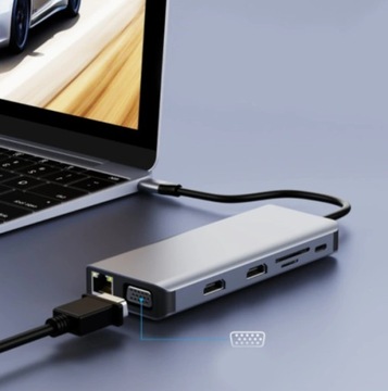 АДАПТЕР-ХАБ 12 в 1 USB-C 2 разъема HDMI VGA RJ45 M1