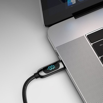 КАБЕЛЬ BASEUS FAST USB-C/USB-C 100 Вт, 5 А, ПРОЧНЫЙ КАБЕЛЬ С ИЗМЕРИТЕЛЕМ МОЩНОСТИ, 2 м