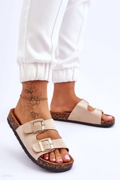 8148 БЕЖЕВЫЕ ТАПОЧКИ НА ЗАМШЕВЫХ РЕМЕНКАХ 39