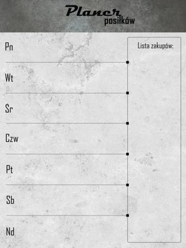 Planer posiłków menu LOFT BETON tablica PCV 40x60
