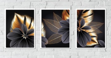 НАБОР РАМА A3x3 ИЗОБРАЖЕНИЕ ЗОЛОТЫЕ ЦВЕТЫ ЗОЛОТЫЕ ЛИСТЬЯ