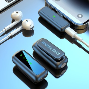 БЕСПРОВОДНОЙ СВЯЗАННЫЙ МИКРОФОН 2 МИКРОФОНА USB C APPLE ANDROID POWERBANK