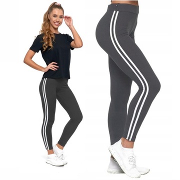 Fit Legginsy Spodnie z Lampasami Getry Sportowe Na Siłownię MORAJ L/XL