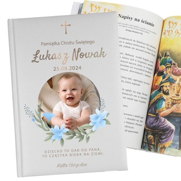 BIBLIA dla DZIECI Prezent na Chrzest Święty IMIĘ PERSONALIZOWANY PREZENT