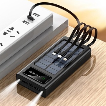 Портативное зарядное устройство PowerBank на солнечных батареях с цифровым дисплеем, 20000 мАч