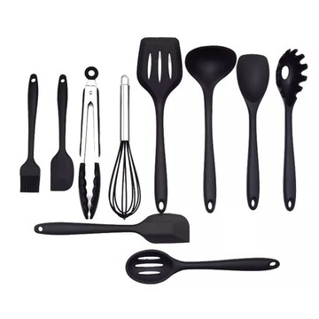 Кухонная посуда Силиконовая тефлоновая набор 10 ПК ложки черного плеча