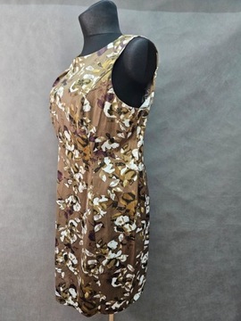 F&F sukienka elegancka khaki kwiaty midi ołówkowa maxi 48