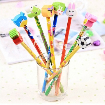 КАРАНДАШ С ЛАСТИКОМ ДЛЯ ДЕТСКОГО НАБОР ЦВЕТНЫХ ШКОЛЬНЫХ КАРАНДАШЕЙ | 24 шт.