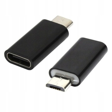 Adapter przejściówka USB TYP C - micro USB czarny