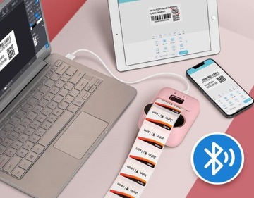 Термопринтер самоклеящихся этикеток Phomemo M110 розовый с Bluetooth
