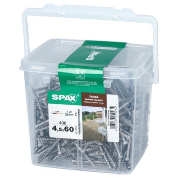 Wkręty tarasowe SPAX 4,5x60 400szt C4 + bit