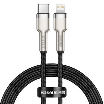 Przewód kabel iPhone USBC Lightning Cafule Metal Data Power Delivery 20W
