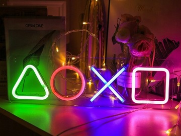 СВЕТОДИОДНАЯ НЕОНОВАЯ ЛАМПА ЛОГОТИП PLAYSTATION СИМВОЛЫ ПОДАРОК