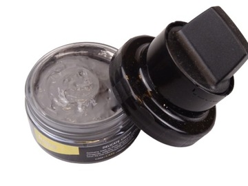 Pasta krem woskowy DELICATE CRAM z gąbką do butów 50 ml ciemno szary