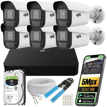 ZESTAW KAMER DO MONITORINGU IP 5MPX 2K ZEWNĘTRZNE METALOWE POE Z DYSKIEM