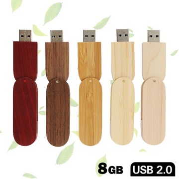 PENDRIVE PAMIĘĆ USB 8GB EKO DREWNIANY Z ZAMKNIĘCIEM - 5 WZORÓW