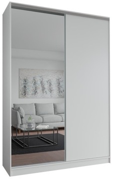 SZAFA MODERN 2D 110x250 - WYSOKA LINIA - BIAŁA - LUSTRO / PŁYTA
