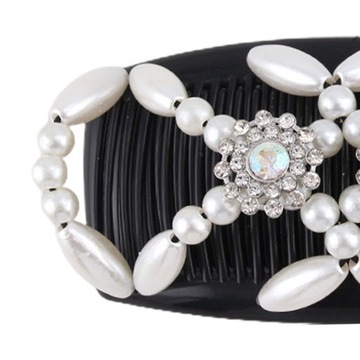 Koraliki Grzebienie do włosów Narzędzie do robienia koków Spinki do włosów z koralików Modne włosy Biały kwiat