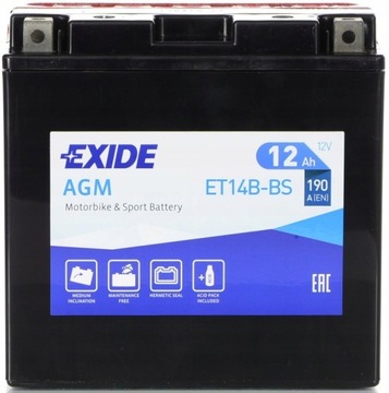 AKUMULATOR EXIDE YT14B-BS 12Ah 200A XVS1100, FJR